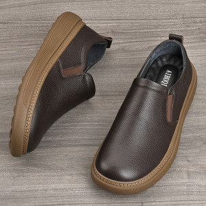 Mocassins en cuir véritable pour homme, bout rond, respirants, semelle intermédiaire en EVA, semelle extérieure en caoutchouc, chaussures décontractées toutes saisons - Product Image 3