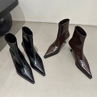 Bottines à bout pointu pour femmes, automne-hiver 2026, tendance, fines, talons hauts, bottines à la cheville, élégantes, pour le travail