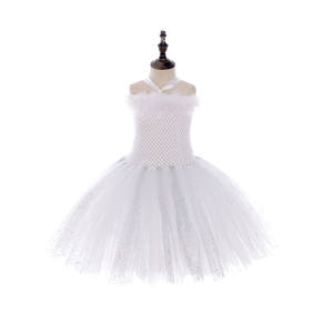 Tutu da ragazza abiti da bambina abito in Tulle di pizzo soffice bianco con ali d'angelo Performance festa di compleanno abiti per bambini - Product Image 1