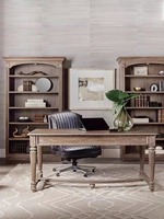 Bibliothèque en bois massif de style américain, combinaison bureau rétro français, étagère de rangement ouverte multi-niveaux en chêne sans portes