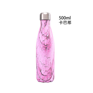 2026 Luxury Wood Grain Marble Pattern Water Bottle Wholesale Custom Logo Stainless Steel Vacuum Insulated Cola Shape Flask Mug - Product Image 4