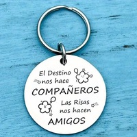 Porte-clés en acier inoxydable personnalisé à la mode espagnole en gros, porte-clés souvenir pour la famille et les amis, breloque pour cadeau