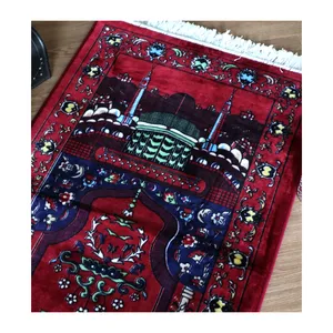 Arabic Ramadan Islamic Madina Foldable Travel Portable Pocket Muslim Prayer Rug Mat With Bag Muslim