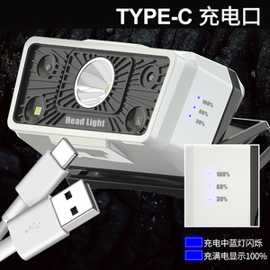 Led Headlight With <b>Sensor</b> Usb Charging <b>Battery</b> Indicator Red White <b>Light</b> Outdoor Portable Strong Beam - Product Image 4