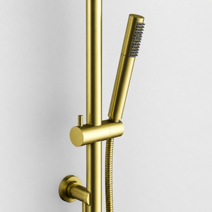 Colonne <span class=keywords><strong>de</strong></span> <span class=keywords><strong>douche</strong></span> coulissante en or brossé PVD anti-traces <span class=keywords><strong>de</strong></span> doigts, avec douchette à main multi-modes et pommeau <span class=keywords><strong>de</strong></span> <span class=keywords><strong>douche</strong></span> pluie rond à bras courbé - Product Image 3