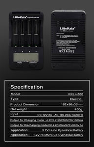 Lii500 חכם אוניברסלי LCD ליתיום NiMh AA AAA 10440 <span class=keywords><strong>14500</strong></span> 16340 17335 17500 18490 17670 <span class=keywords><strong>18650</strong></span> סוללה מטען - Product Image 3