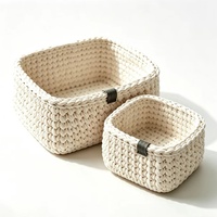 Panier de rangement tressé à la main écologique avec poignée, multi-usages, pour salle de bain, linge sale, bureau