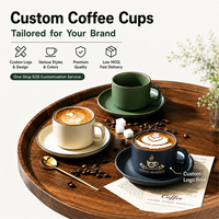 Tasse à café minimaliste Kingze, style nordique moderne, 230 ml, ensemble tasse et soucoupe en porcelaine pour latte et cappuccino