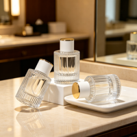 Flacon de parfum en verre rechargeable, atomiseur vide, flacon de parfum en verre texturé côtelé, flacon pulvérisateur de parfum rond vide