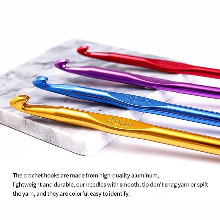 Лидер продаж, 2,0-10,0 мм, Цветные Алюминиевые крючки для вязания крючком с мягкой ручкой, набор спиц для рукоделия, рукоделия