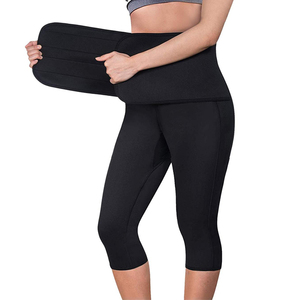 Pantalones de Yoga de Sauna para mujer, pantalones Capris de Control de grasa, Legging con cinturón de entrenamiento de cintura - Product Image 1
