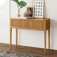 Meuble à panneaux modernes personnalisés, table console en bois à tiroirs cannelés avec dessus en marbre pour le salon et l'entrée