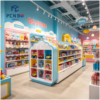 Design d'intérieur de confiserie colorée, vitrine de présentation de bonbons personnalisée, étagères rondes pour la présentation de cadeaux de luxe avec de grandes étagères