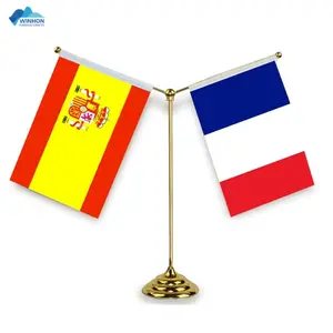 International Table Flag Office Flag Stand small mini desk office 100% polyester custom printed top table flag with stand