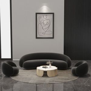 Sofá Curvo de Tres Plazas, Semicircular, para Sala de Estar, Uso Comercial, Diseño de Lujo Ligero - Product Image 4