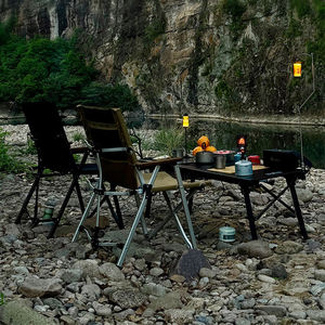 2025 New Design Extra Length Outdoor <b>Foldable</b> <b>Picnic</b> <b>Table</b> Black Aluminum Bbq IGT Camping Grill Height Adjustable <b>Table</b> - Product Image 6