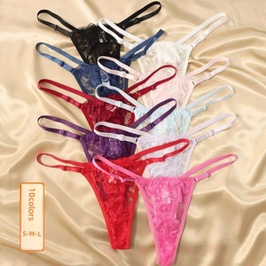 Tanga Sexy de Encaje Transparente de Talle Bajo para Mujer, Transpirable, de Alta Elasticidad, 10 Colores, Cintura Ajustable - Product Image 1