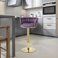 Chaises de Restaurant Tabouret de Comptoir Haut Chaise de Bar Velours Minimaliste pour Salle à Manger Royaume-Uni
