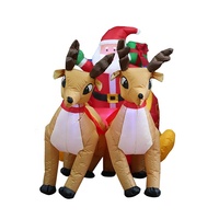 7.2 ft Uzunluğunda Noel Şişme Noel Baba, Ren Geyikleri ve Hediye Kutuları ile Kızaklı, Beyaz LED Işıklar, 190T Polyester Dayanıklı