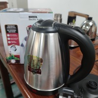 Hervidor Eléctrico Inalámbrico de 1.8L con Batería, Doble Pared Anti-Escaldaduras, Apagado Automático, Acero Inoxidable, Portátil para el Hogar