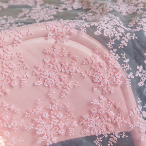 LS761 Pretty Pink Organza Cotton Thread Flower Embroidery <strong>Lace</strong> <strong>Fabric</strong> For Children's Clothing Women's Dress <strong>Fabric</strong> - Product Image 4