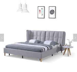 Moderno muebles de dormitorio conjunto nórdico de cama de tela de camas/<span class=keywords><strong>el</strong></span> último diseño marco de madera cama doble - Product Image 1