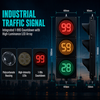 Lampu Sinyal Lalu Lintas LED 200mm 300mm Tiga Warna untuk Pengelolaan Kontrol Lalu Lintas Persimpangan Kota