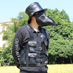 Masque de docteur de la peste à bec d'oiseau avec chapeau et gilet, taille unique, noir, accessoire de cosplay - Product Image 3