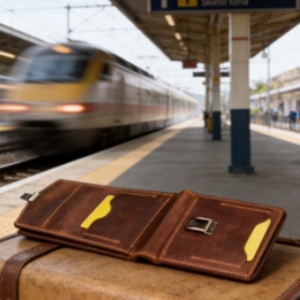 กระเป๋าสตางค์หนังแท้ Boshiho Crazy Horse แบบบาง ป้องกัน RFID สำหรับผู้ชาย ดีไซน์วินเทจ ปิดด้วยซิป พร้อมช่องใส่บัตรอเนกประสงค์ - Product Image 4