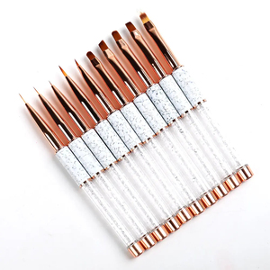 Ensemble de pinceaux pour liner UV avec logo personnalisé, manche en marbre orné de strass, poils Kolinsky et nylon pour la peinture d'art sur ongles - Product Image 3