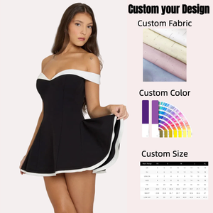 Atacado de Roupas Femininas: Vestido Mini Godê Sexy de Cintura Alta com Design Color Block e Sem Alças para Festas – Nova Coleção Primavera <span class=keywords><strong>2026</strong></span> - Product Image 1