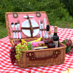 Home Picnic <strong>Basket</strong> Full Open <strong>Hamper</strong> Gift <strong>Baskets</strong> for Picnics Bread Color Picknick Set White 2 Person Black Backpack <strong>Kit</strong> Two - Product Image 6