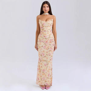 2025 sans bretelles moulante haut court <span class=keywords><strong>et</strong></span> <span class=keywords><strong>jupe</strong></span> Maxi <span class=keywords><strong>ensemble</strong></span> avec écharpe formelle <span class=keywords><strong>mariage</strong></span> invité robe de soirée femmes élégantes 2 pièces robe <span class=keywords><strong>ensemble</strong></span> - Product Image 2