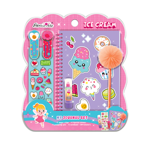 ชุดสมุดบันทึกไอศกรีมเจ้าชาย พร้อมของขวัญงานศิลปะและงานฝีมือสำหรับเด็กผู้หญิง ประกอบด้วยปากกาปอมปอม ยางลบ สติกเกอร์ และคลิปหนีบกระดาษ - Product Image 2