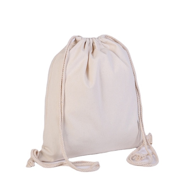 Cotton Canvas String Backpack Drawstring Organic Cotton Bag Canvas Drawstring Backpack for Shopping and Gym,