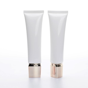 Custom Logo Printed 50Ml <b>Plastic</b> Soft Squeeze Nozzle White <b>Tube</b> Empty Face Wash Cream Lotion Package With Trilangle Miroor Cap - Product Image 1