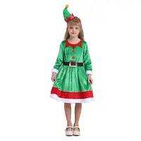 Gaun Santa Claus Natal Baru untuk Kostum Pesta Natal Putri Pom untuk Anak Perempuan
