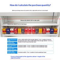 Présentoir de cigarettes pour supermarché et magasin de proximité, avec mécanisme de poussée automatique et de glissement, double face, en plastique léger