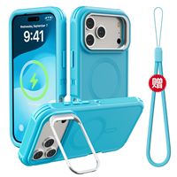 Étui de téléphone magnétique puissant avec support d'appareil photo pour 17 Promax 16promax 15 14, béquille et chaîne, protection intégrale, vente en gros