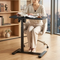 Bureau mobile pour ordinateur portable à poser sur lit, réglable en hauteur, avec plateau inclinable et roulettes à verrouillage intégré, idéal pour la maison