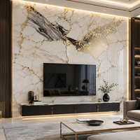 Panel de Pared de Mármol PVC Calacatta con Vetas Doradas, Superficie con Acabado Brillante UV, para Interiores de Hoteles de Lujo, WYRAX