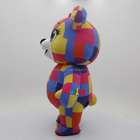 Costume de mascotte gonflable ours patchwork coloré pour adulte, tenue de dessin animé pour défilé de carnaval et promotion d'événements