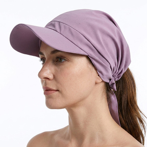 Visière large pour femme 2026, couleur unie, avec sangles, respirante et confortable, protection solaire extensible - Product Image 6