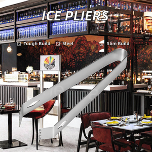 Haute exigence Durable diamant 304 pinces à glace en acier inoxydable outils de barre de marchandises pour la glace et le sucre pinces à glace en métal - Product Image 2