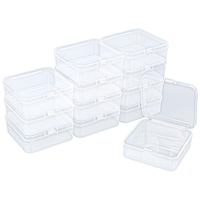 Ensemble de 6 boîtes de rangement carrées mini transparentes en plastique avec couvercles à charnières durables pour petits objets et projets d'artisanat