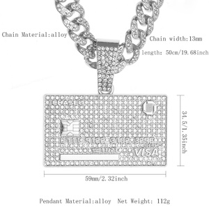Collier chaîne cubaine en alliage style hip-hop avec pendentif croix entièrement sertie de diamants, design exagéré et transfrontalier - Product Image 6