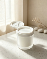 Pot rond en PP dépoli avec logo personnalisé, couvercle à clapet et cuillère, vide, pour crème, lotion corporelle, masque, emballage cosmétique et soins de la peau