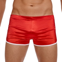 Boxers en satin brillant tricoté pour hommes, taille basse, bordure contrastante, fermeture à cordon, sous-vêtements de détente, plusieurs couleurs