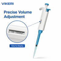 Pipette monocanal réglable VIKERI 100-1000ul, micropipette de laboratoire clinique, distribution de liquides de haute précision, boîtier en ABS