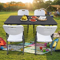 Table et chaises pliantes en métal et plastique blanc de 6 pieds de haute qualité pour 6 à 8 personnes, idéales pour les événements et les locations de fêtes de jardin